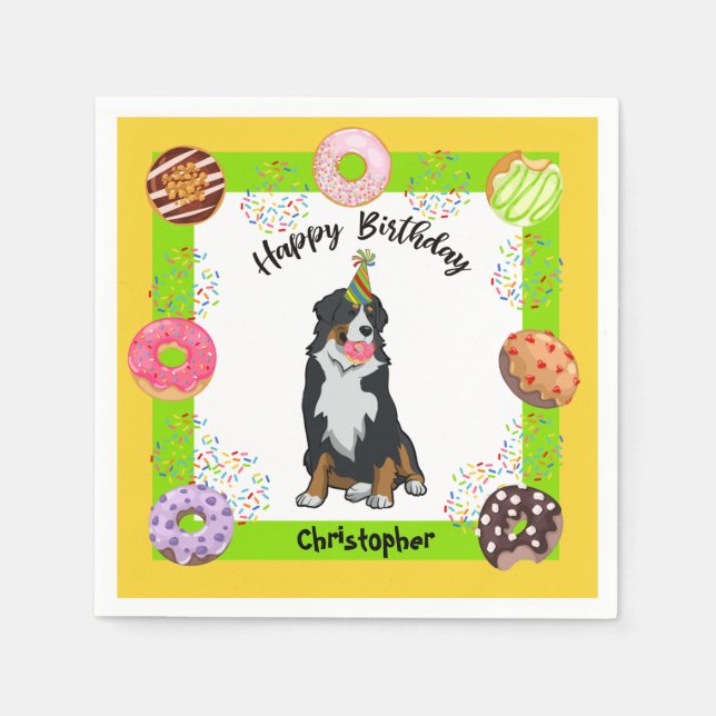 Bernese Mountain Hund Geburtstagsparty Napkin Serviette (Vorderseite)