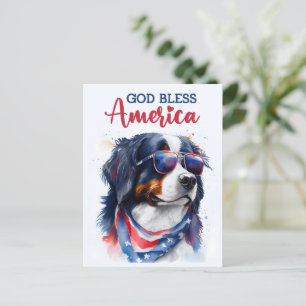 Bernese Mountain Hund, Gott segne Amerika Postkart Postkarte
