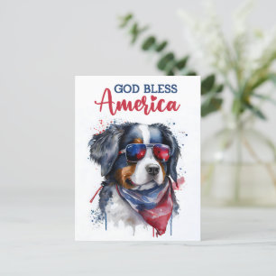 Bernese Mountain Hund, Gott segne Amerika Postkart Postkarte