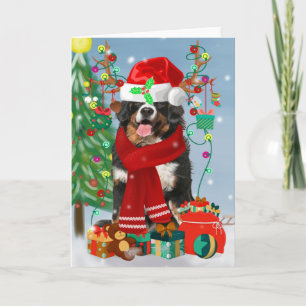 Bernese Mountain Hund im Schnee mit Weihnachtsgesc Karte