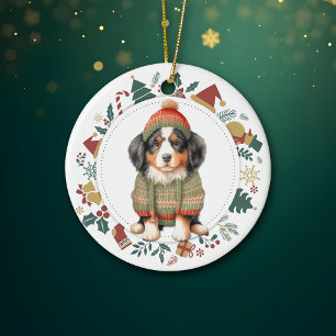 Bernese Mountain Hund im Winter Sweater Christmas Keramik Ornament