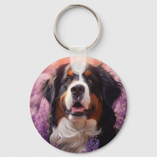Bernese Mountain Hund in Lavendel Schlüsselanhänger
