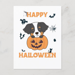 Bernese Mountain Hund in Pumpkin Hunde glücklich Feiertagspostkarte