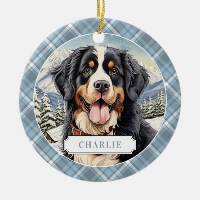 Bernese Mountain Hund Keramik Circle Ornament (Vorne)