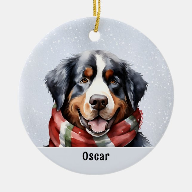 Bernese Mountain Hund Keramik Ornament (Vorne)