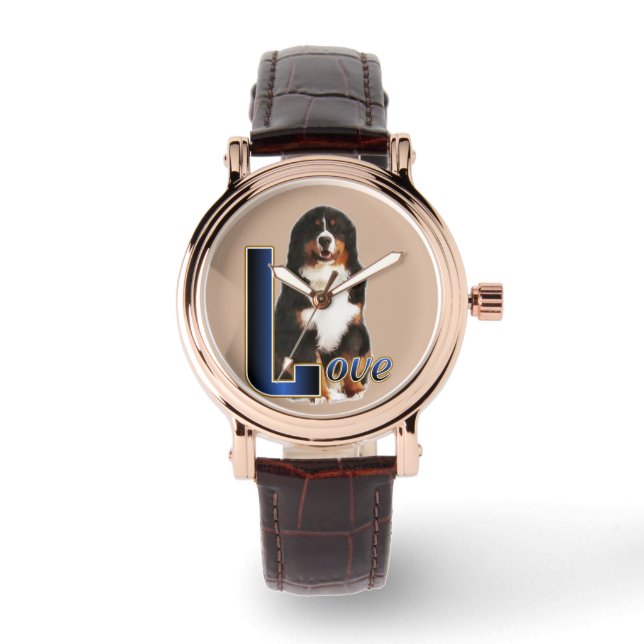 Bernese Mountain Hund Kunstgifte Armbanduhr (Vorderseite)