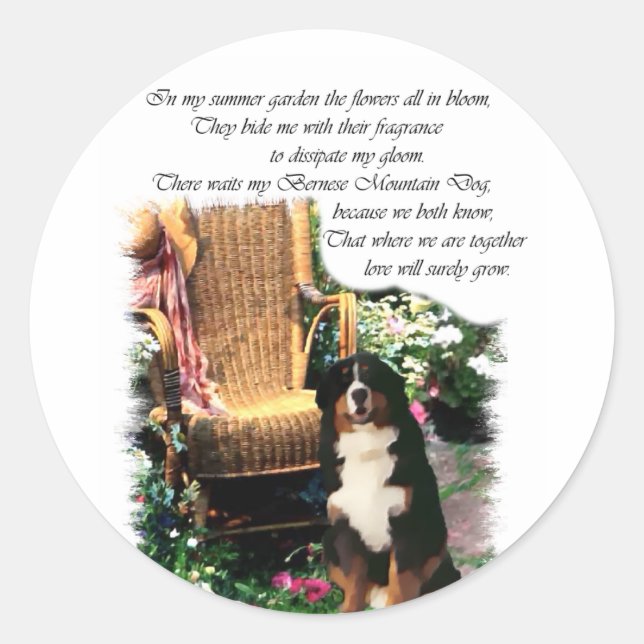 Bernese Mountain Hund Kunstgifte Runder Aufkleber (Vorderseite)