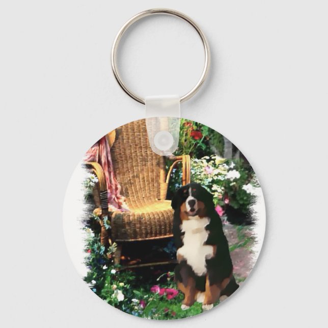 Bernese Mountain Hund Kunstgifte Schlüsselanhänger (Vorderseite)