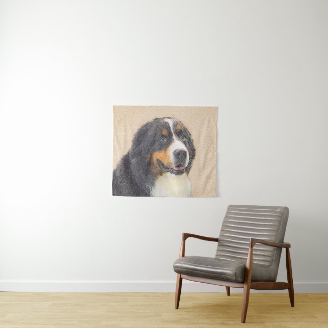 Bernese Mountain Hund Malerei - Niedlich Original  Wandteppich (Beispiel (Horizontal))