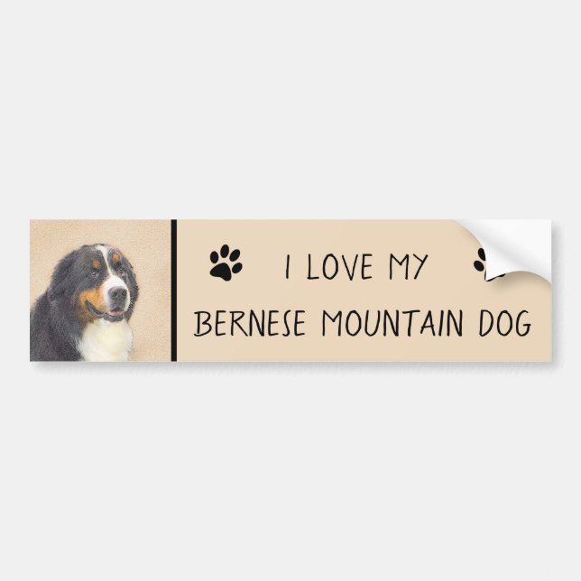 Bernese Mountain Hund Malerei - Original Hunde Kun Autoaufkleber (Vorne)