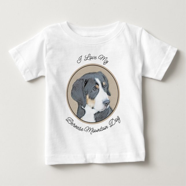 Bernese Mountain Hund Malerei - Original Hunde Kun Baby T-shirt (Vorderseite)