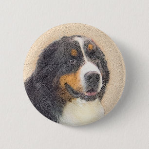 Bernese Mountain Hund Malerei - Original Hunde Kun Button