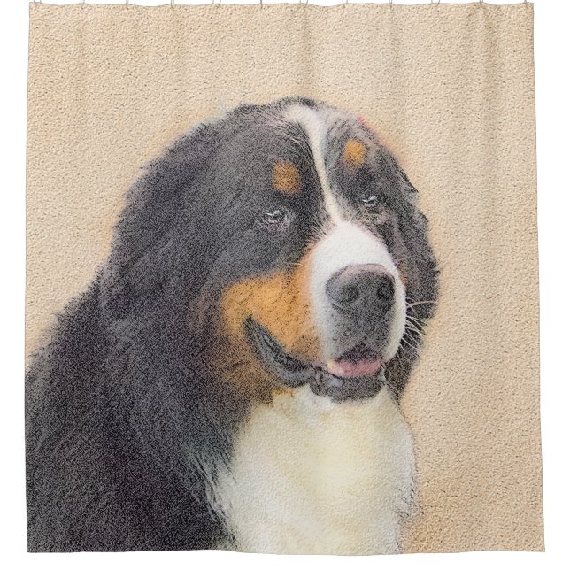 Bernese Mountain Hund Malerei - Original Hunde Kun Duschvorhang (Vorderseite)