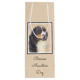 Bernese Mountain Hund Malerei - Original Hunde Kun Geschenktüte Für Weinflaschen
