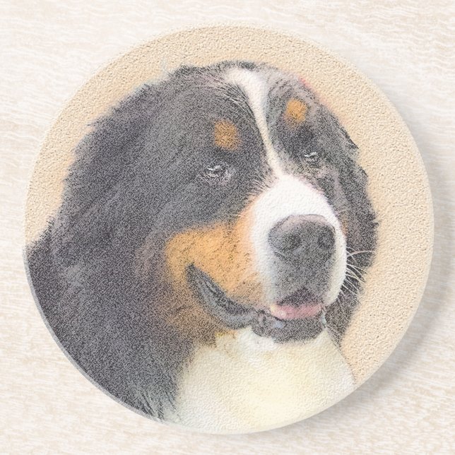 Bernese Mountain Hund Malerei - Original Hunde Kun Getränkeuntersetzer (Vorne)
