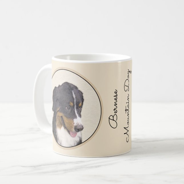 Bernese Mountain Hund Malerei - Original Hunde Kun Kaffeetasse (Vorderseite Links)