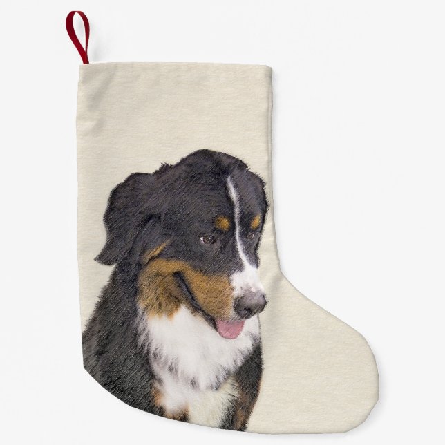 Bernese Mountain Hund Malerei - Original Hunde Kun Kleiner Weihnachtsstrumpf (Vorderseite)