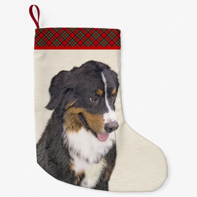 Bernese Mountain Hund Malerei - Original Hunde Kun Kleiner Weihnachtsstrumpf (Vorderseite)