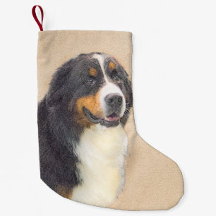 Bernese Mountain Hund Malerei - Original Hunde Kun Kleiner Weihnachtsstrumpf