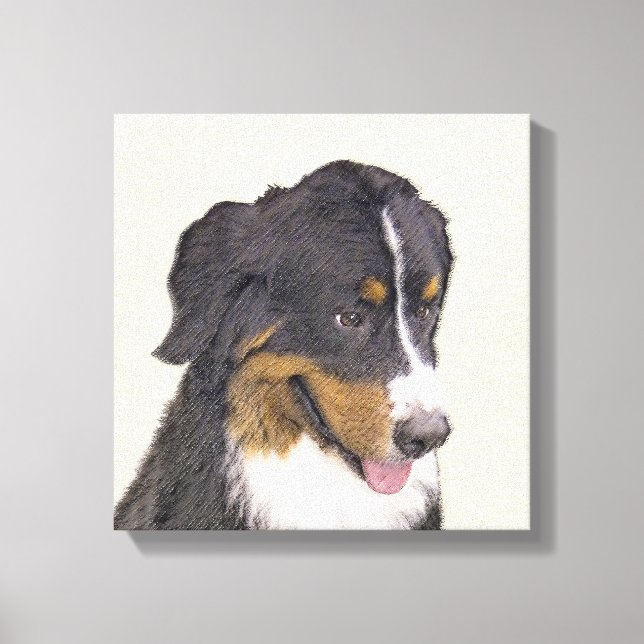Bernese Mountain Hund Malerei - Original Hunde Kun Leinwanddruck (Vorderseite)