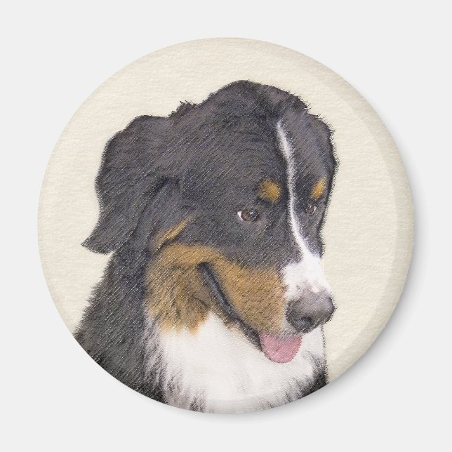 Bernese Mountain Hund Malerei - Original Hunde Kun Magnet (Vorne)