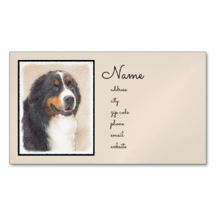 Bernese Mountain Hund Malerei - Original Hunde Kun Magnetische Visitenkarte