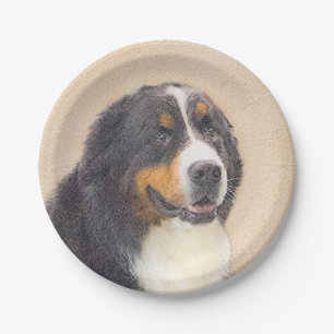 Bernese Mountain Hund Malerei - Original Hunde Kun Pappteller