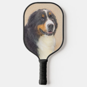 Bernese Mountain Hund Malerei - Original Hunde Kun Pickleball Schläger