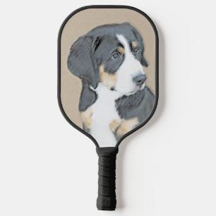 Bernese Mountain Hund Malerei - Original Hunde Kun Pickleball Schläger