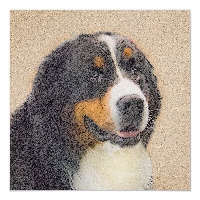 Bernese Mountain Hund Malerei - Original Hunde Kun Poster (Vorderseite)