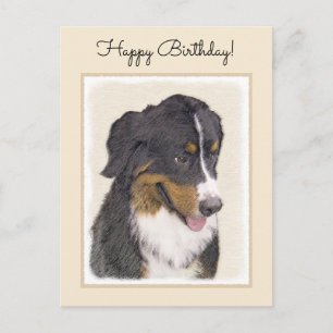 Bernese Mountain Hund Malerei - Original Hunde Kun Postkarte