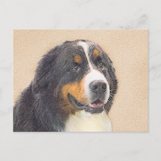 Bernese Mountain Hund Malerei - Original Hunde Kun Postkarte (Vorderseite)