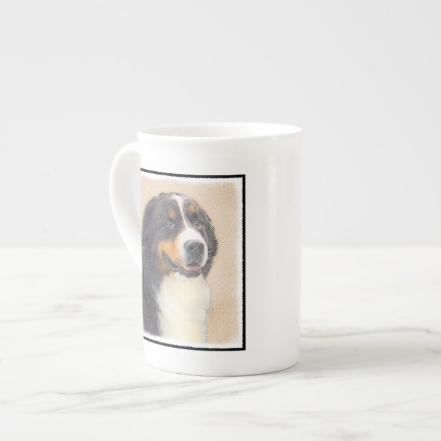 Bernese Mountain Hund Malerei - Original Hunde Kun Prozellantasse (Vorderseite Links)