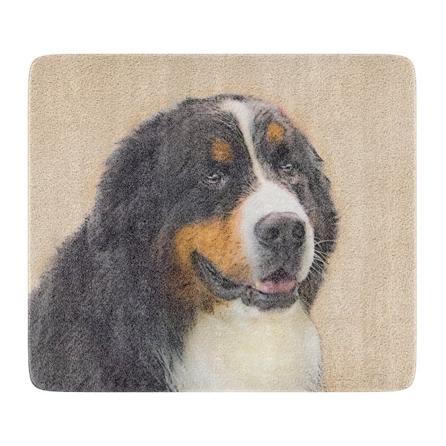 Bernese Mountain Hund Malerei - Original Hunde Kun Schneidebrett (Vorderseite)