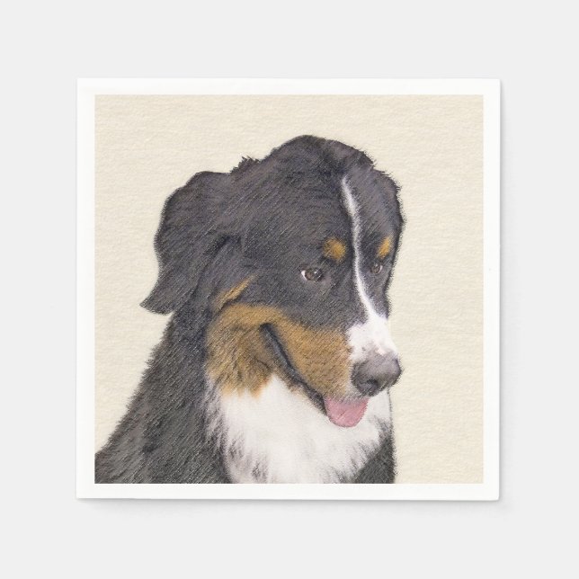 Bernese Mountain Hund Malerei - Original Hunde Kun Serviette (Vorderseite)