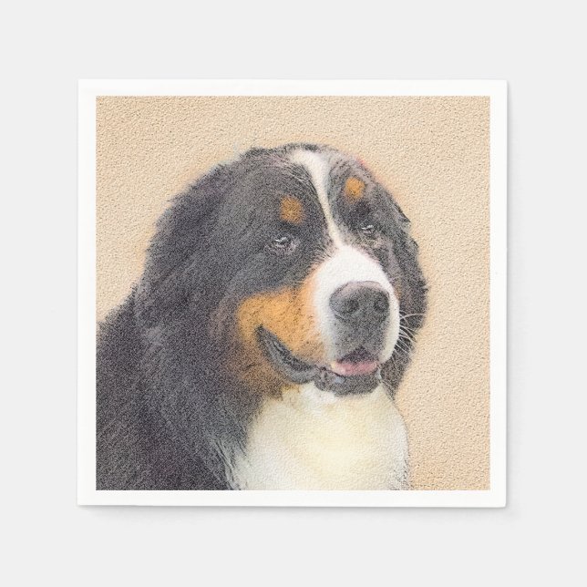 Bernese Mountain Hund Malerei - Original Hunde Kun Serviette (Vorderseite)