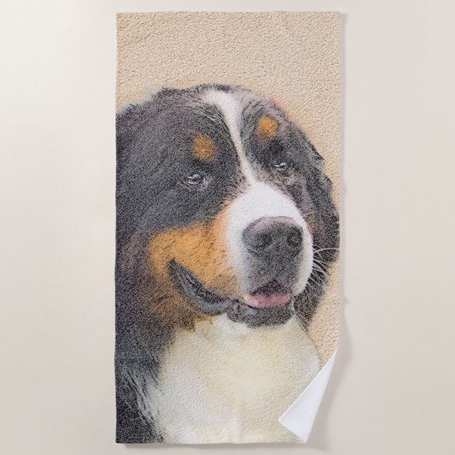 Bernese Mountain Hund Malerei - Original Hunde Kun Strandtuch (Vorderseite)