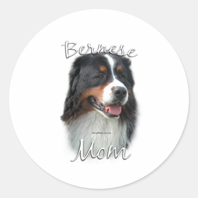 Bernese Mountain Hund Mama 2 Runder Aufkleber (Vorderseite)
