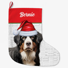 Bernese Mountain Hund mit Hundename Großer Weihnachtsstrumpf