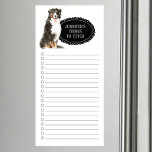 Bernese Mountain Hund Shopping List Magnetischer Notizblock<br><div class="desc">Liebliche Sachen,  um Bernese Mountain Hund mit einem schwarzen Kalkboard Rahmen personalisiert mit Ihrem Namen zu holen.</div>