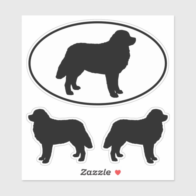 Bernese Mountain Hund Silhouetten Vinyl Sticker Se (Blatt)