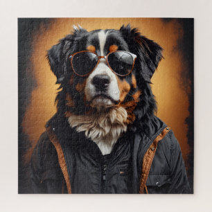 Bernese Mountain Hund tragen Jacket und Sonnenbril Puzzle