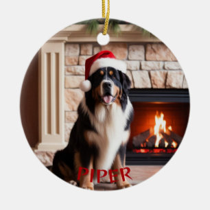 Bernese Mountain Hund Weihnachtsmannmütze Ornament