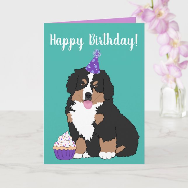 Bernese Mountain Hund Welpe Geburtstag Karte (Orchidee)