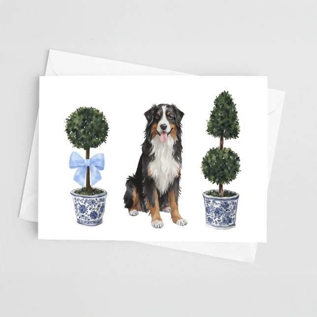 Bernese Mountain Hund Welpe Topiary Watercolor Karte (Von Creator hochgeladen)