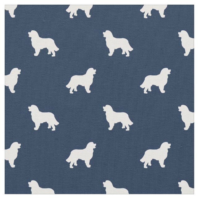 Bernese Mountain Hunde blaue Silhouette Stoff (Nahaufnahme)