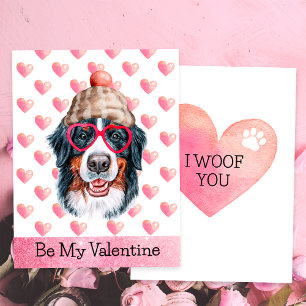Bernese Mountain I Woof You Dog Valentine's Day Feiertagskarte