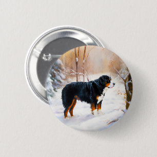 Bernese Mountain Let It Snow Weihnachten Button