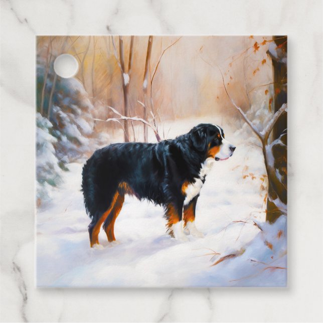 Bernese Mountain Let It Snow Weihnachten Geschenkanhänger (Vorderseite)
