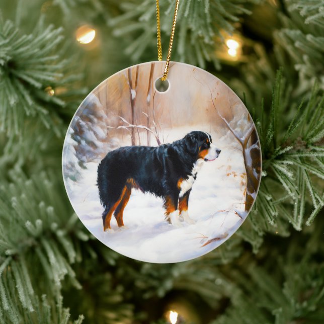 Bernese Mountain Let It Snow Weihnachten Keramik Ornament (Baum)